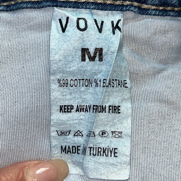 VOVK DENIM BLUE JEANS- FROM UKRAINE  HIGH WAIST  WIDE LEG - SIZE MEDIUM W28XL28 - Picture 2 of 13
